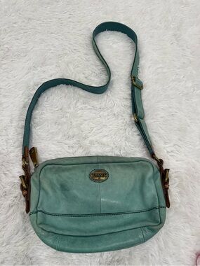 Fossil Teal Green Leather Crossbody Bag